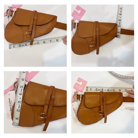 NWT Juicy Couture Cognac Belted Saddle Bag/Fanny Pack, Sz Med/Lg - Picture 14 of 15